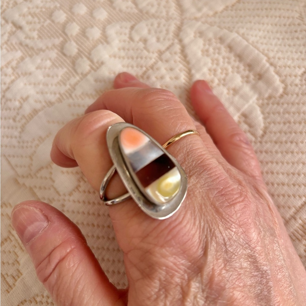 Silver and Multicolor Stone Ring
